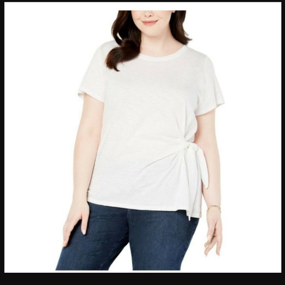 Style & Co. Women's PLUS Side Tie Crewneck T-Shirt - Picture 2 of 3